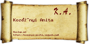 Kozányi Anita névjegykártya