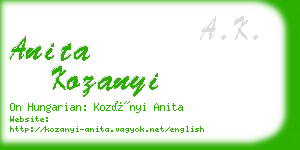 anita kozanyi business card